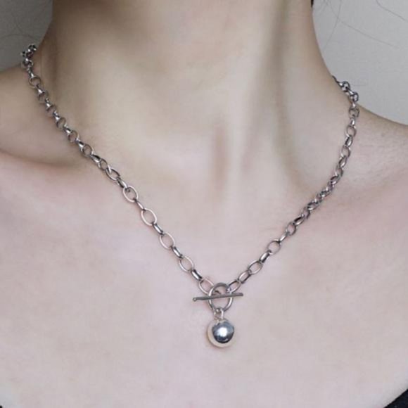 NEW STERLING SILVER ROUND BEAD PENDANT NECKLACE, NICE NECKLACE, CUTE NECKLACE - Picture 7 of 7
